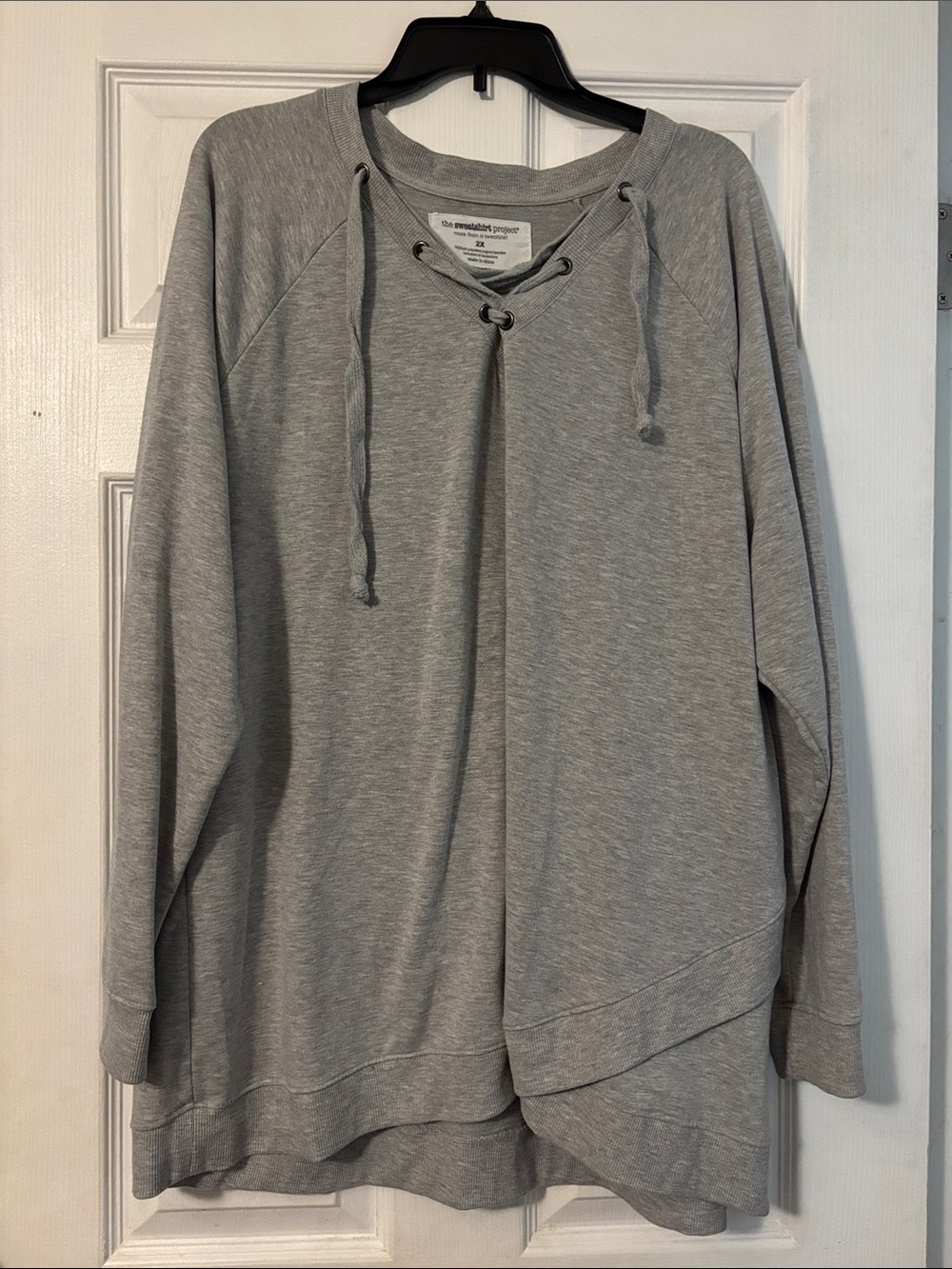 Women's Light Gray Lace-Up Pullover Hoodie